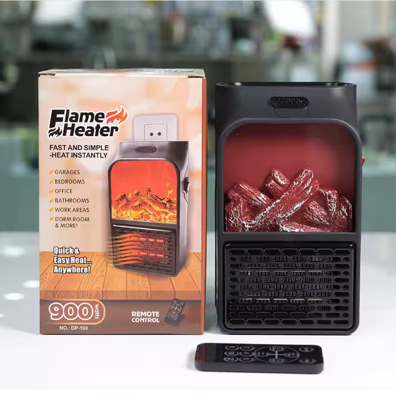 Portable Electric Plug-in Room Heater with Flame Effect & Remote Control